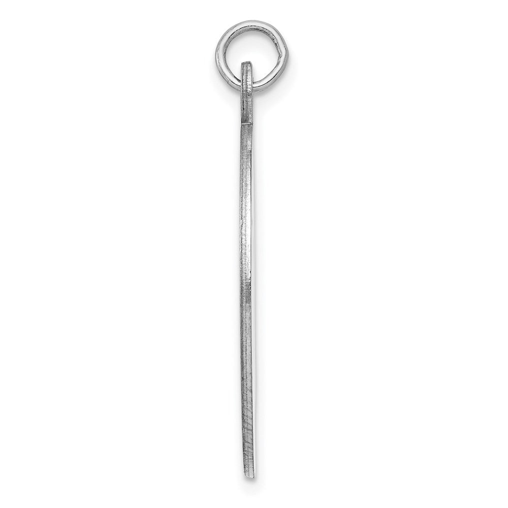Sterling Silver Rhod-plate Eng. Oval Polish Front/Satin Back Disc Charm
