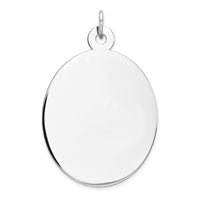 Sterling Silver Rhod-plate Eng. Oval Polish Front/Satin Back Disc Charm