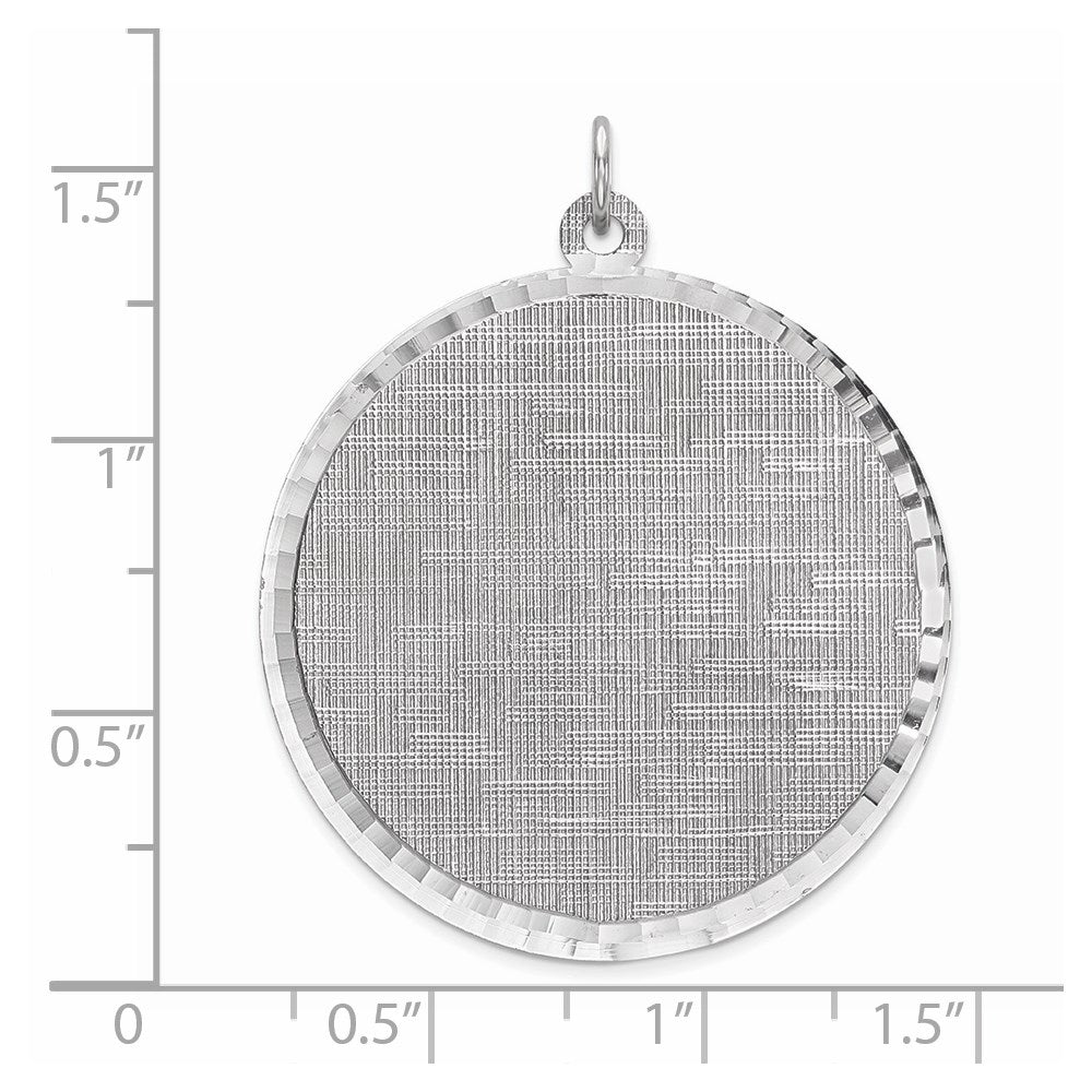 SS Rh-plt Engraveable Round Patterned Polished Front/Satin Back Disc