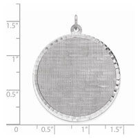SS Rh-plt Engraveable Round Patterned Polished Front/Satin Back Disc