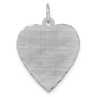 SS Rh-plt Engraveable Heart Patterned Polished Front/Satin Back Disc