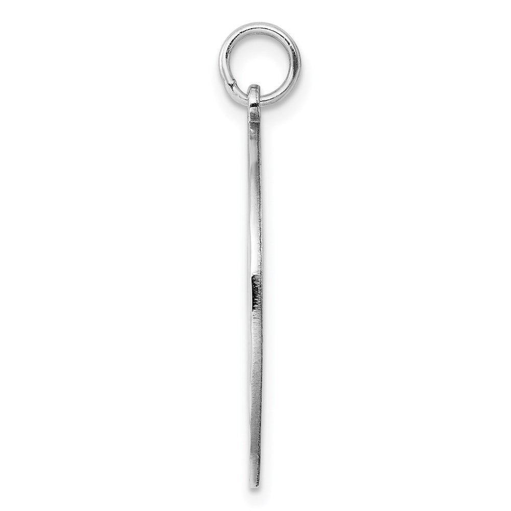 Sterling Silver Rhod-plated ENG. Round Polish Front/Satin Back Disc Charm