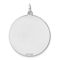 Sterling Silver Rhod-plated ENG. Round Polished Front/Back Disc Charm