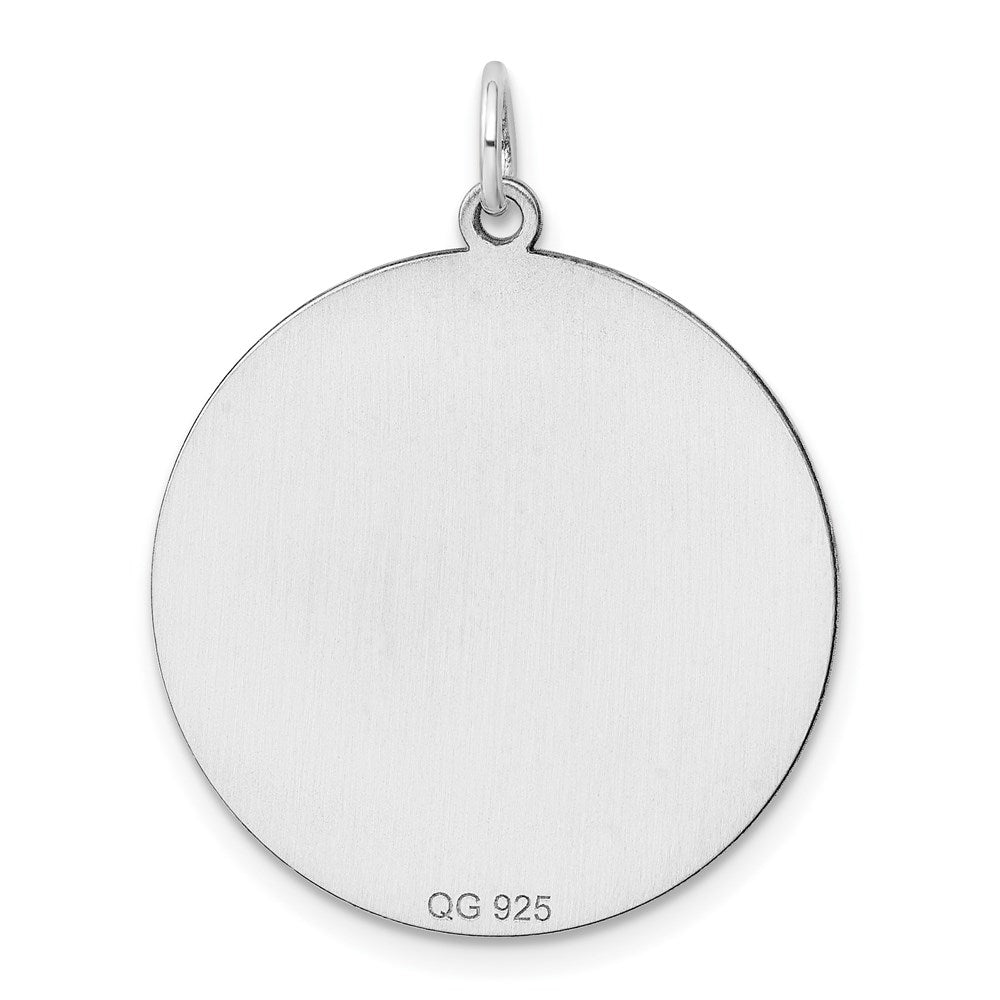 Sterling Silver Rhod-plated Eng. Rnd Polish Front/Satin Back Disc Charm