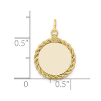 Sterling Silver GP Engraveable Round with Rope Polished Disc