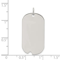 Sterling Silver Rhod.-plate Eng. Dog Tag Polished Front/Satin Back Disc Cha