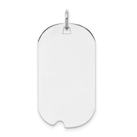 Sterling Silver Rhod-plate Eng. Dog Tag Polished Front/Satin Back Disc Char
