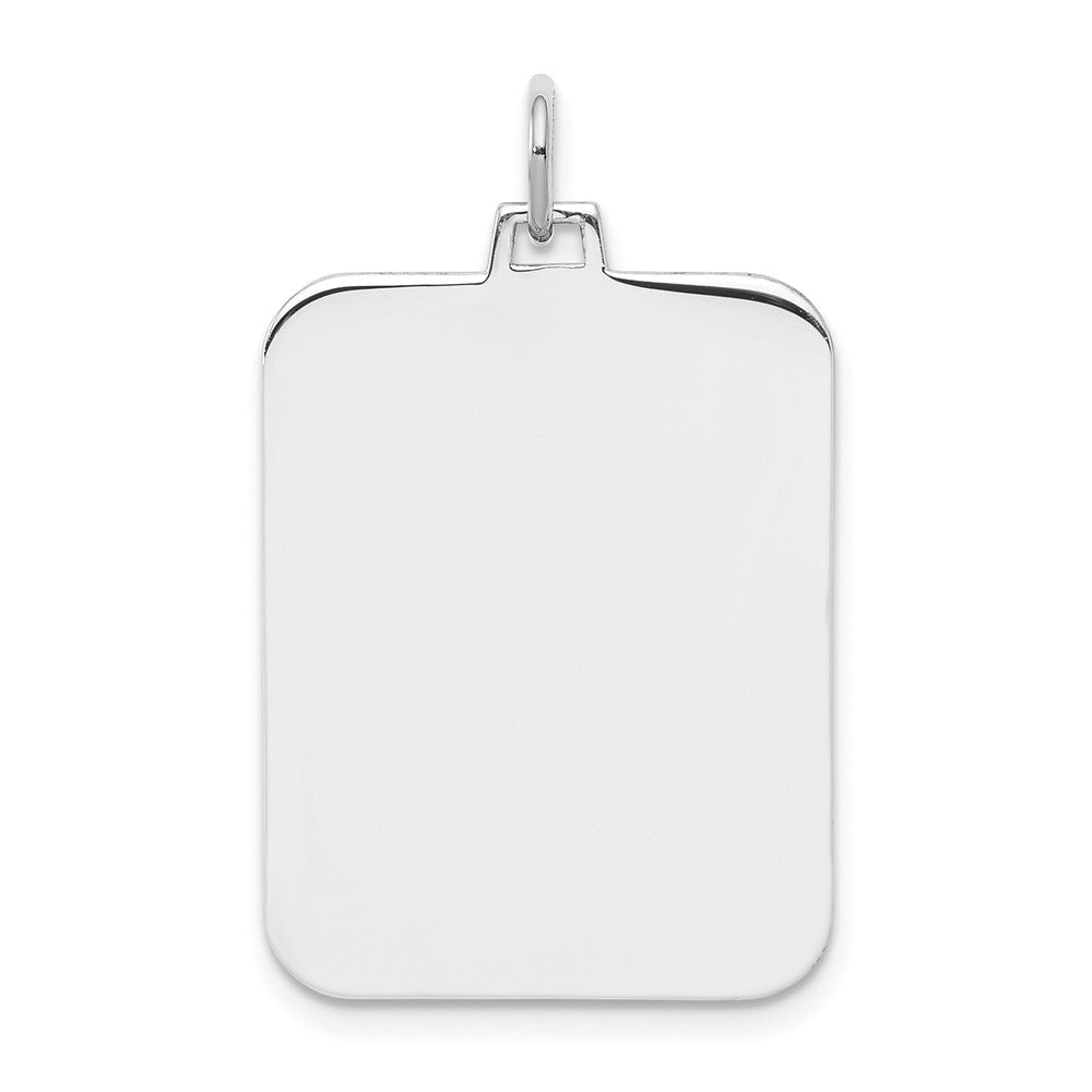 Sterling Silver Rhod-plate Eng. Rect. Polish Front/Satin Back Disc Charm