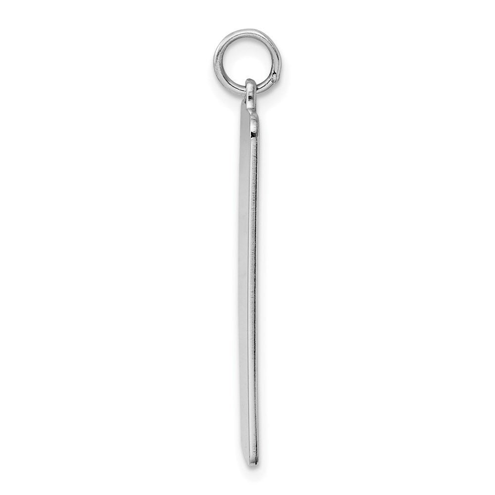 Sterling Silver Rhod-plate Eng. Rect. Polish Front/Satin Back Disc Charm