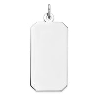 Sterling Silver Rhod-plate Eng. Rect. Polish Front/Satin Back Disc Charm