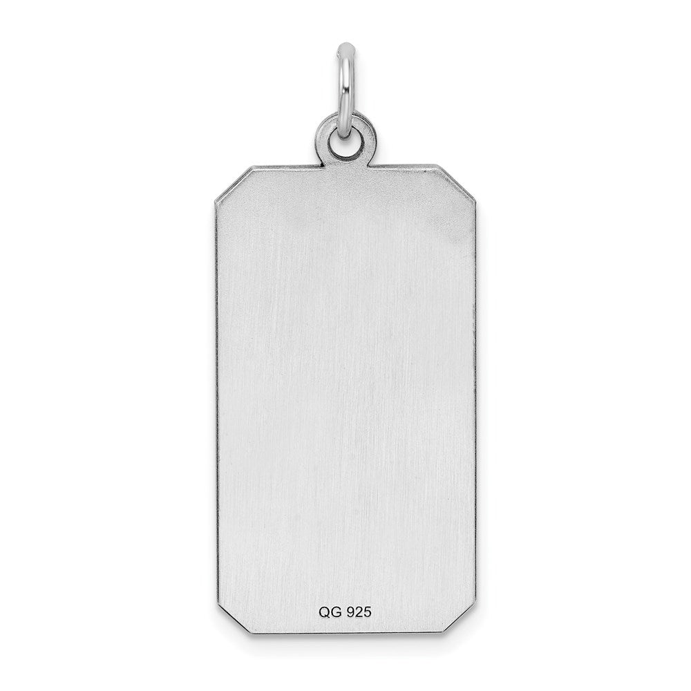 Sterling Silver Rhod-plate Eng. Rect. Polish Front/Satin Back Disc Charm