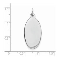 Sterling Silver Rhod-plate Eng. Oval Polish Front/Satin Back Disc Charm