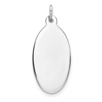 Sterling Silver Rhod-plate Eng. Oval Polish Front/Satin Back Disc Charm