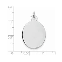 Sterling Silver Rhod-plate Eng. Oval Polish Front/Satin Back Disc Charm