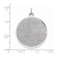 Sterling Silver Rhod-plated Eng. Rnd Patterned Polish Front/Satin Back Disc