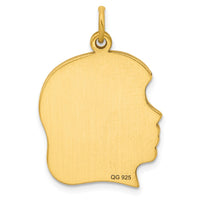 Sterling Silver GP Engravable Girl Polished Disc Charm