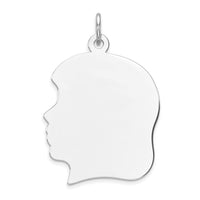 Sterling Silver Rhod-plate Eng. Girl Polished Front/Satin Back Disc Charm