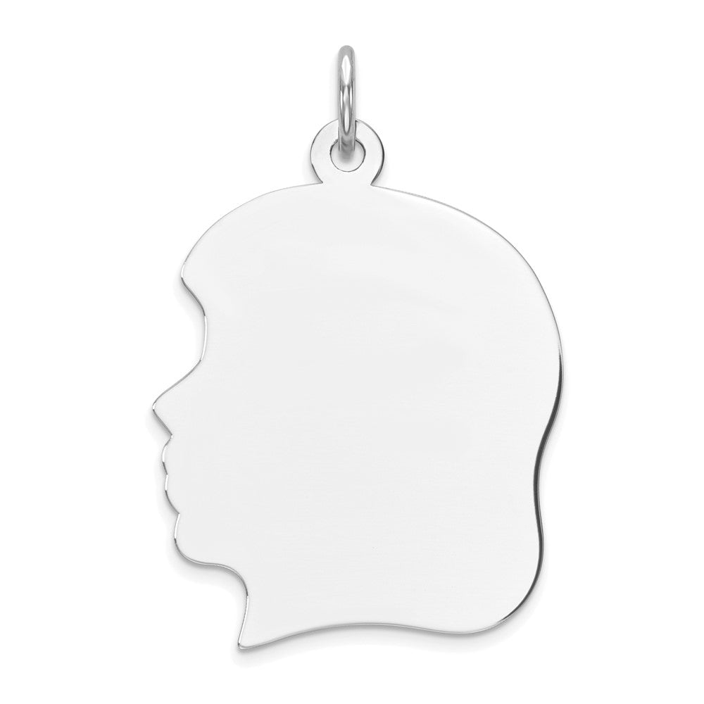 Sterling Silver Rhod-plate Eng. Girl Polished Front/Satin Back Disc Charm