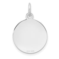 Sterling Silver Rh-plt Engraveable Round Polished Front/Back Disc Charm