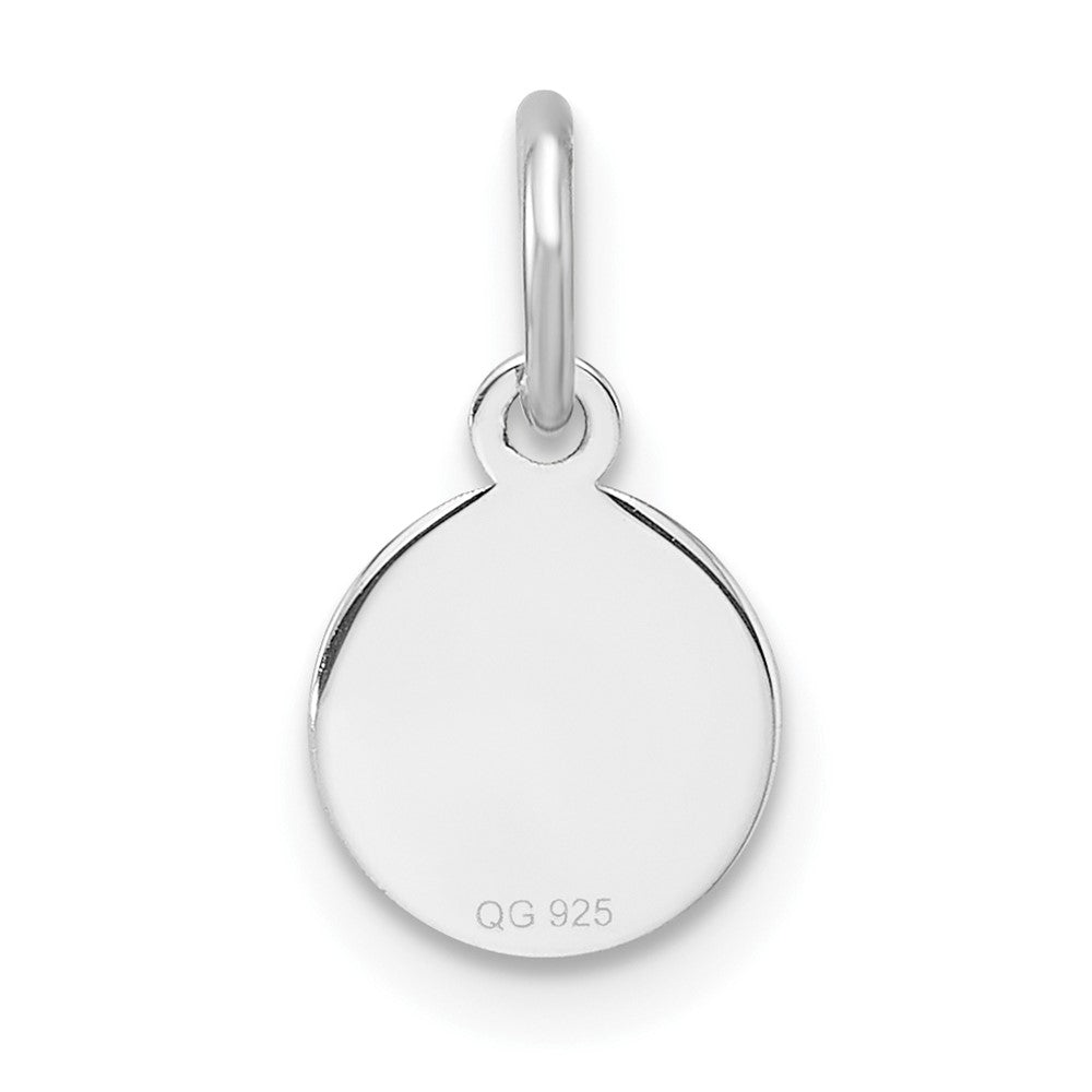 Sterling Silver Rh-plt Engraveable Round Polished Front/Back Disc Charm