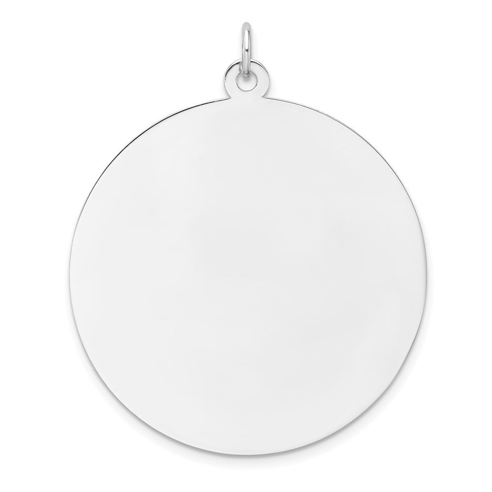 Sterling Silver Rhod-plated Eng. Rnd Polish Front/Satin Back Disc Charm