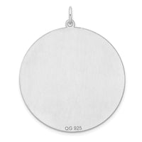 Sterling Silver Rhod-plated Eng. Rnd Polish Front/Satin Back Disc Charm