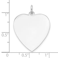 Sterling Silver Rh-plt Engraveable Heart Polished Front/Back Disc Charm
