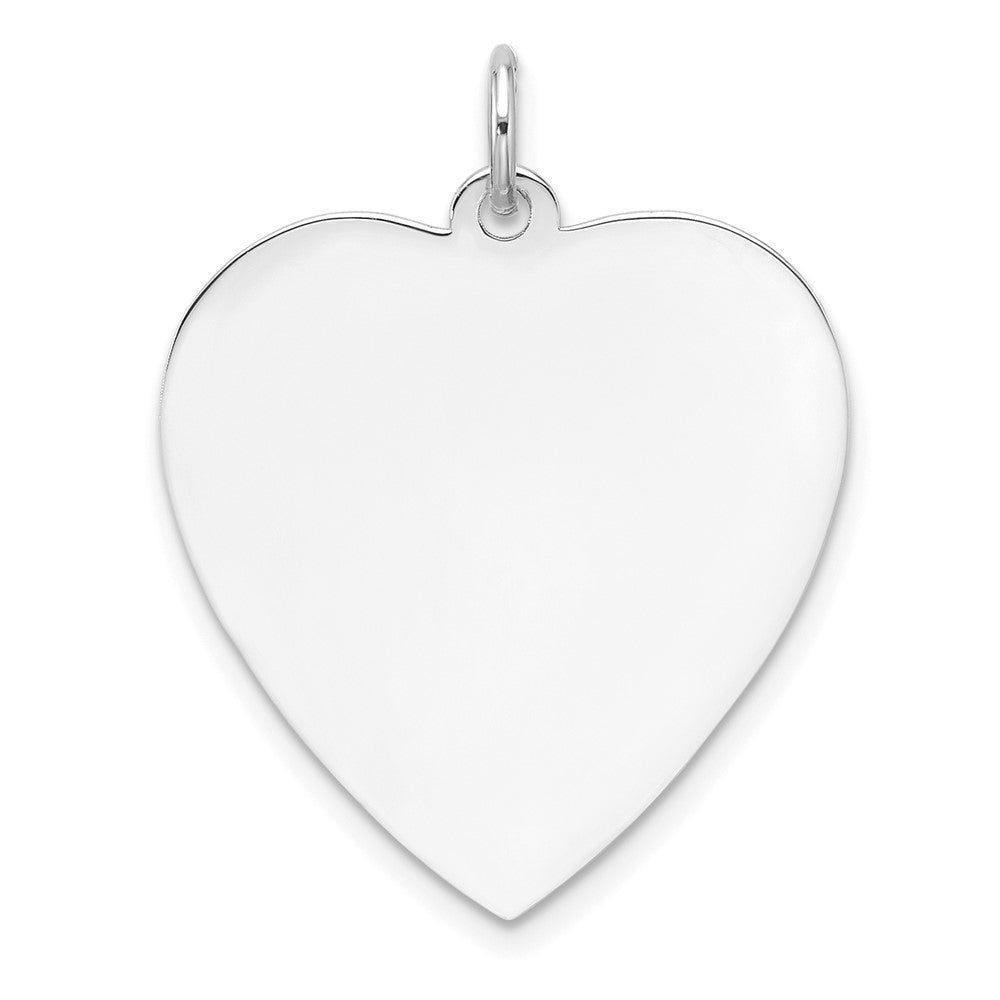 SS Rh-plt Engraveable Heart Polished Front/Satin Back Disc Charm