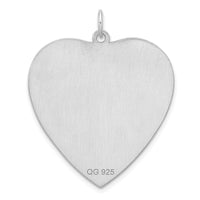 Sterling Silver Rhod-plated Eng. Heart Polish Front/Satin Back Disc Charm