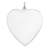 Sterling Silver Rh-plt Engraveable Heart Polished Front/Back Disc Charm