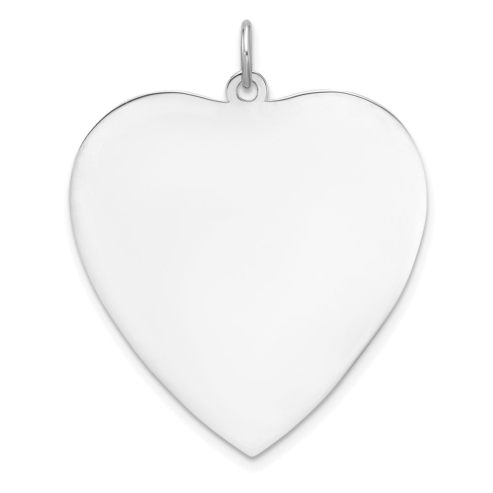 Sterling Silver Rh-plt Engraveable Heart Polished Front/Back Disc Charm