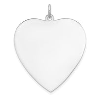 Sterling Silver Rh-plt Engraveable Heart Polished Front/Back Disc Charm