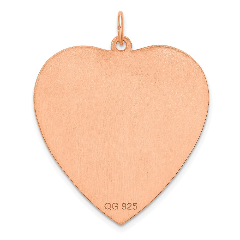 Sterling Silver RG Plated Engraveable Heart Polished Front/Satin Back Disc