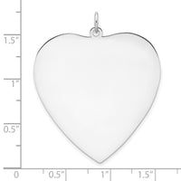 Sterling Silver Rh-plt Engraveable Heart Polished Front/Back Disc Charm