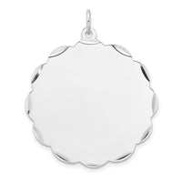 Sterling Silver Rh-plt Engraveable Polished Front/Satin Back Disc Charm