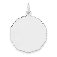 Sterling Silver Rh-plt Engraveable Polished Front/Satin Back Disc Charm