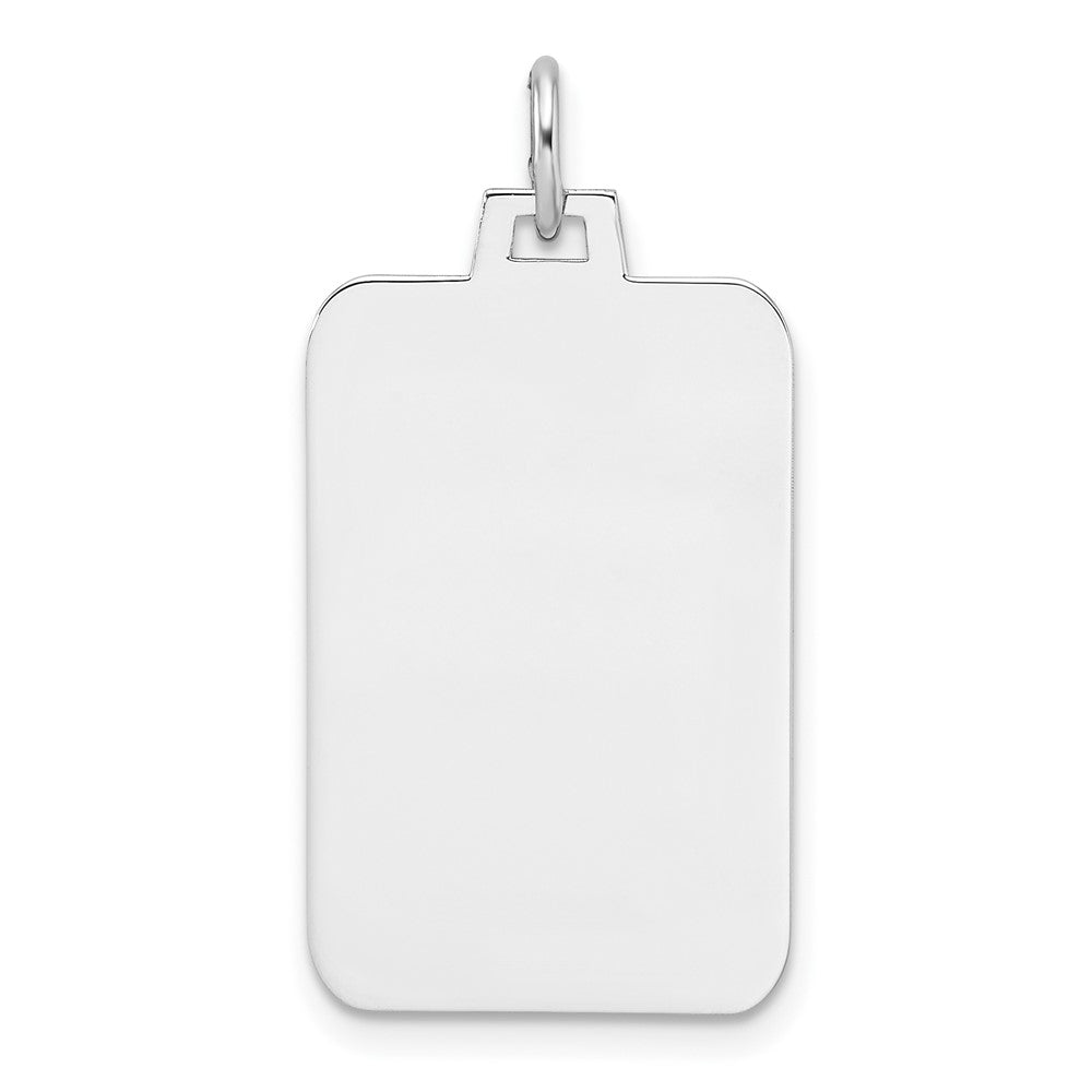 Sterling Silver Rhod.-plated Eng. Rect. Polish Front/Back Disc Charm