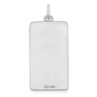 Sterling Silver Rhod-plate Eng. Rect. Polish Front/Satin Back Disc Charm