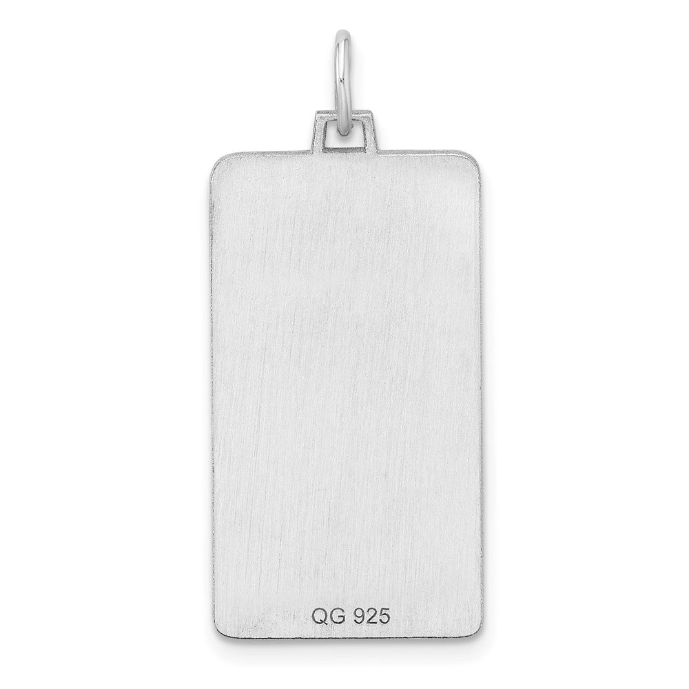 Sterling Silver Rhod-plate Eng. Rect. Polish Front/Satin Back Disc Charm
