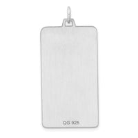 Sterling Silver Rhod-plate Eng. Rect. Polish Front/Satin Back Disc Charm