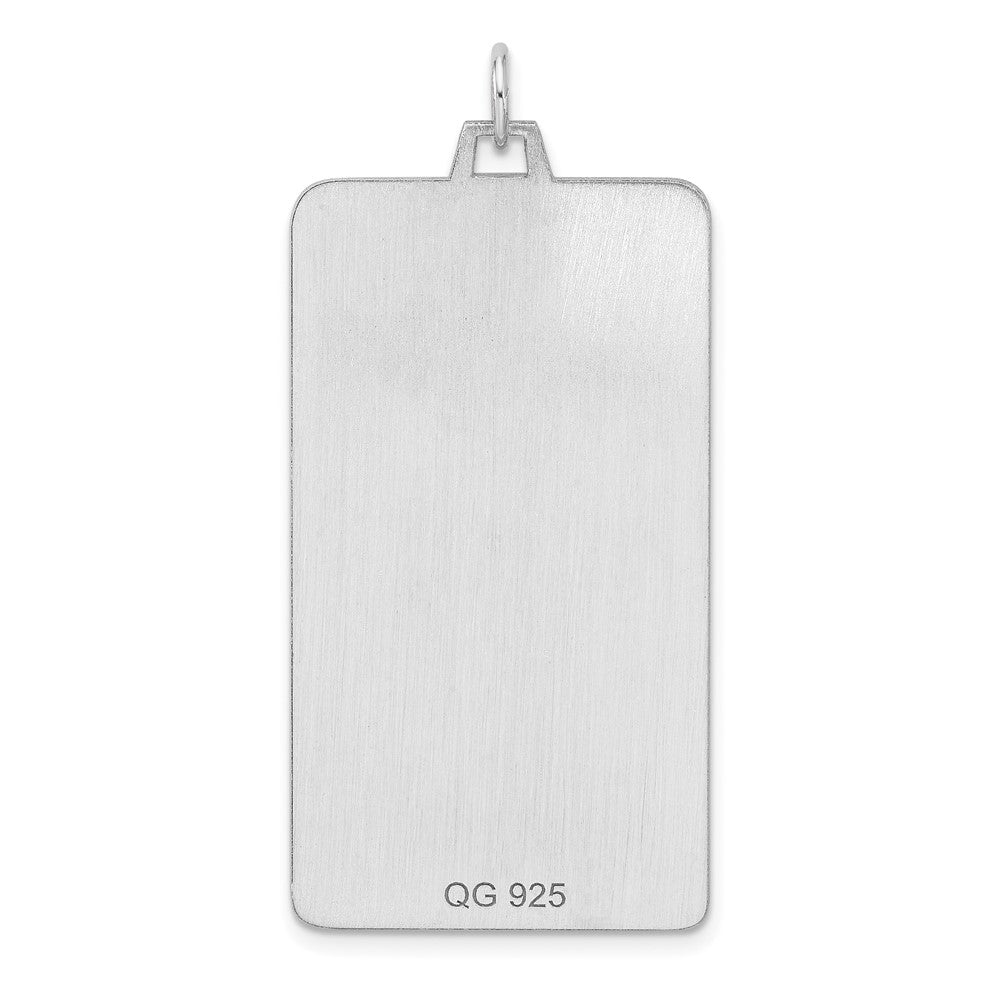 Sterling Silver Rhod-plate Eng. Rect. Polish Front/Satin Back Disc Charm