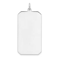 Sterling Silver Rhod-plate Eng. Rect. Polish Front/Satin Back Disc Charm