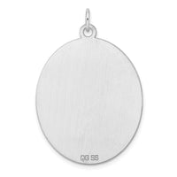 Sterling Silver Rhod-plate Eng. Oval Polish Front/Satin Back Disc Charm