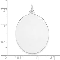 Sterling Silver Rhod-plate Eng. Oval Polish Front/Back Disc Charm