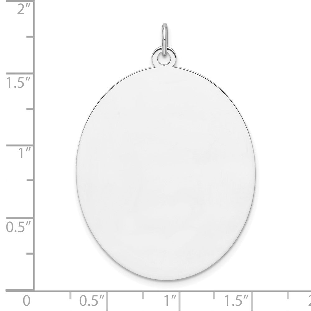 Sterling Silver Rhod-plate Eng. Oval Polish Front/Back Disc Charm