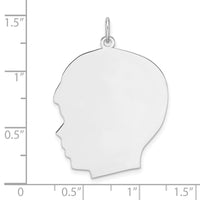 Sterling Silver Rhod-plate Eng. Boy Polished Front and Back Disc Charm