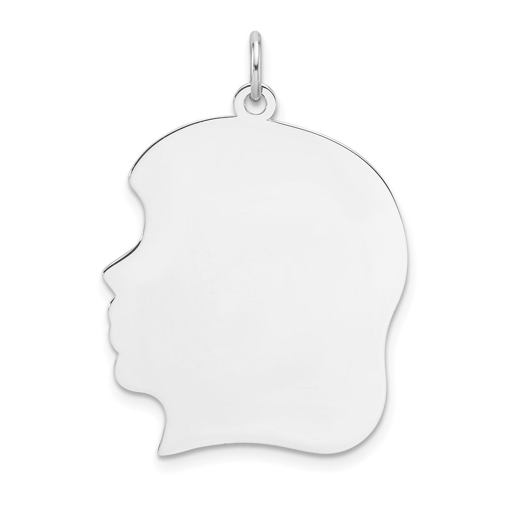 Sterling Silver Rhod-plate Eng. Girl Polished Front/Satin Back Disc Charm