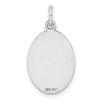 Sterl Silver Rh-plt Engraveable Oval Polished Front/Satin Back Disc Charm