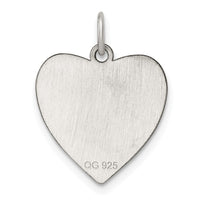 SS Rh-plt Engraveable Heart Polished Front/Satin Back Disc Charm