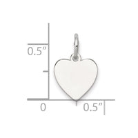 SS Rh-plt Engraveable Heart Polished Front/Satin Back Disc Charm